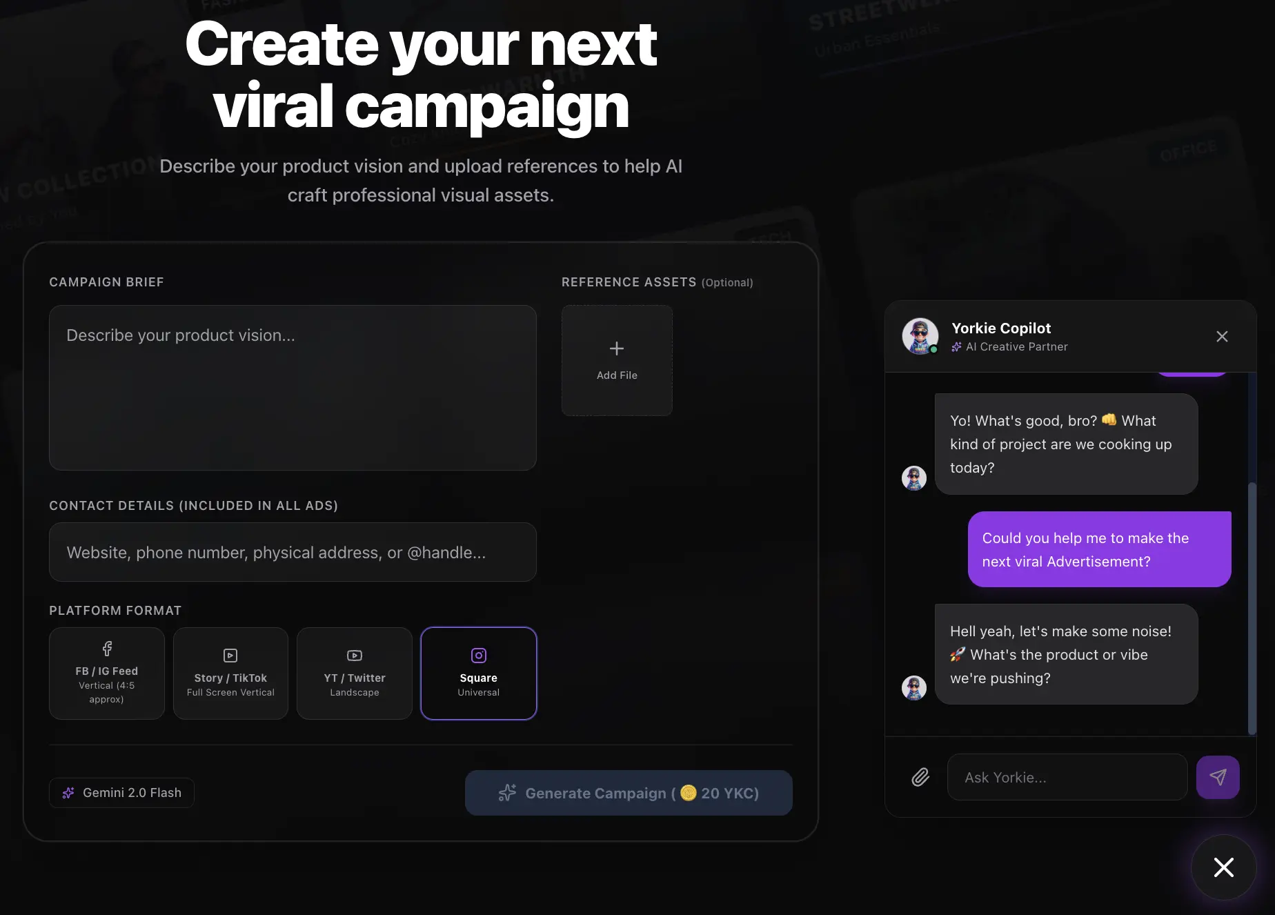 York campaign creation interface